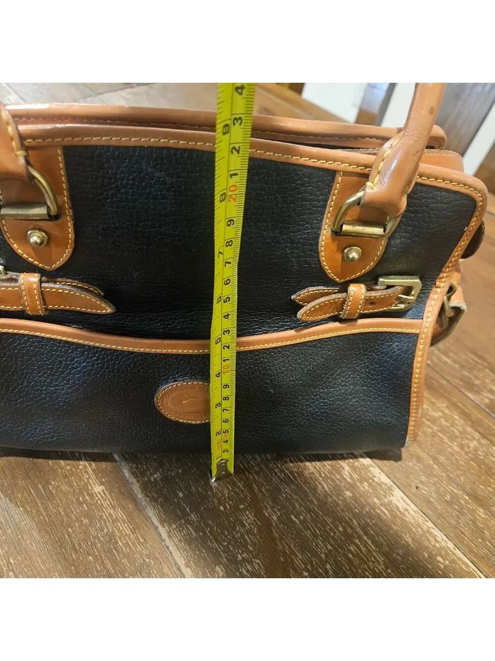 Women's Dooney & Bourke Vintage Pebbled Leather Buckle Satchel Black Brown